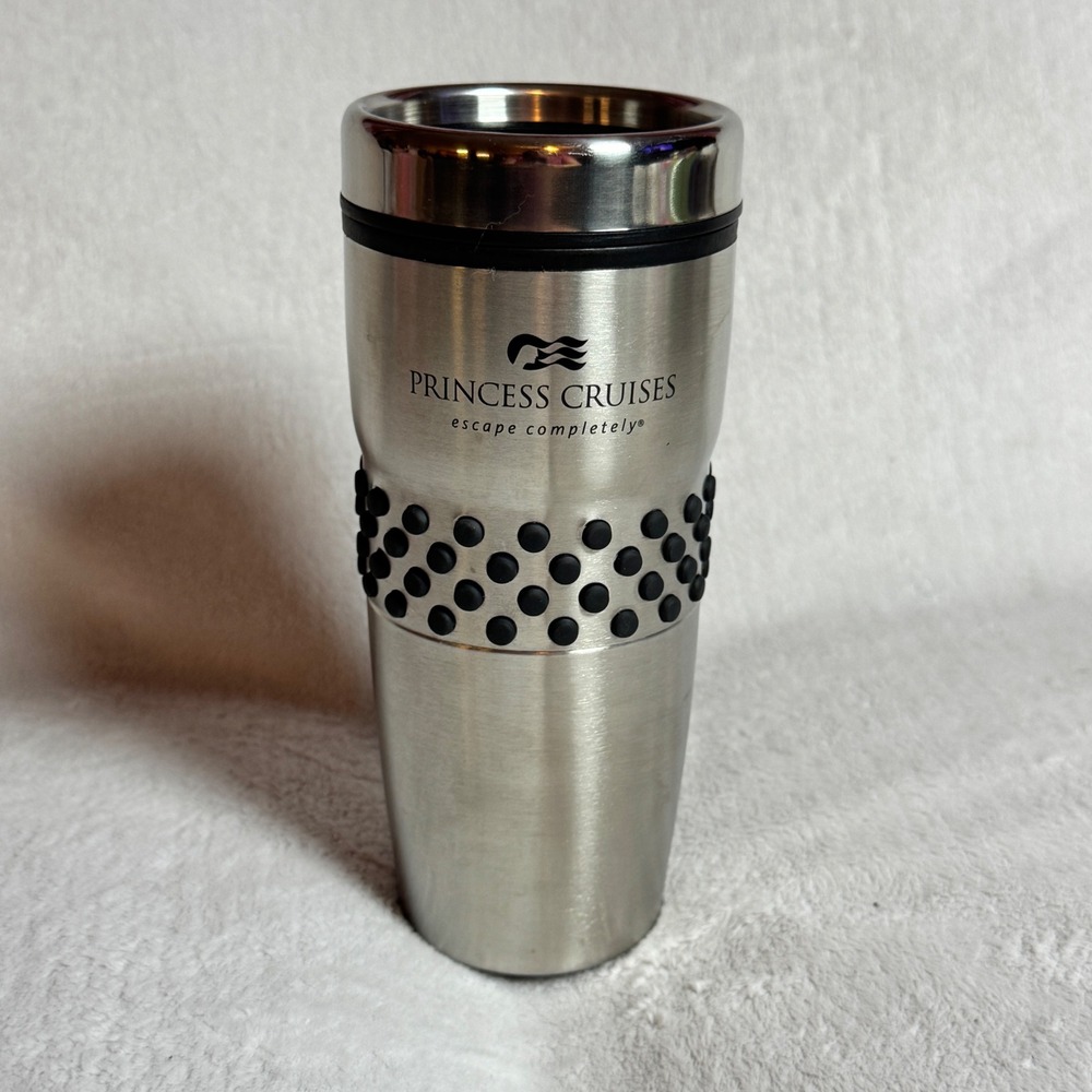 Princess Cruise Line Silver Mid Studded Stainless Steel Hot Drink Travel Tumbler